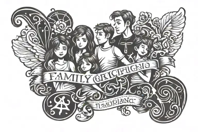 Family And Girlfriend And Lettering