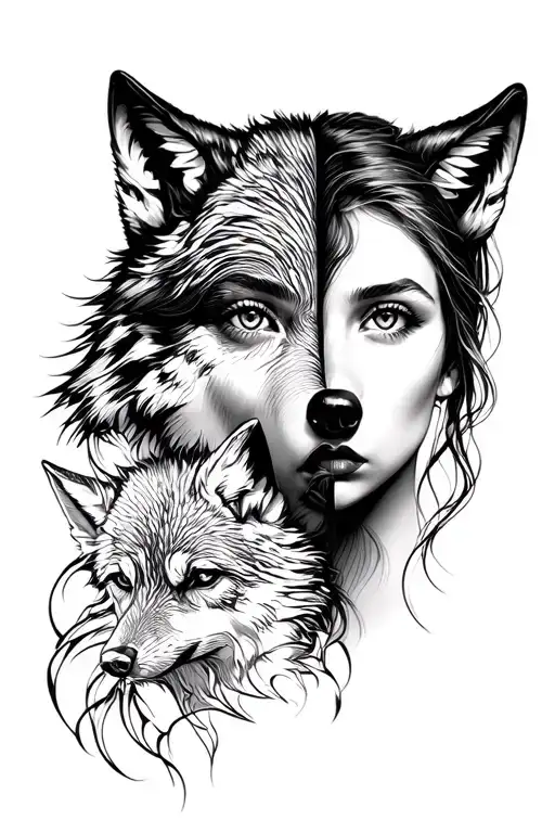 Woman Face Morphing To Wolf