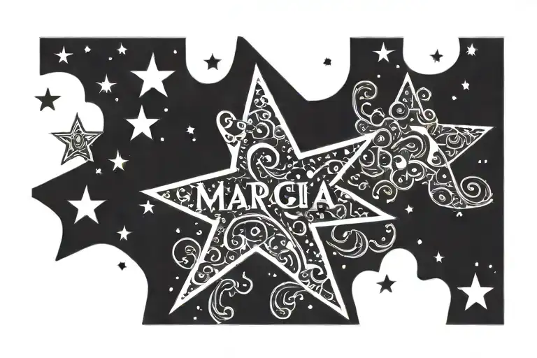 The Name Marcia With Stars Around It