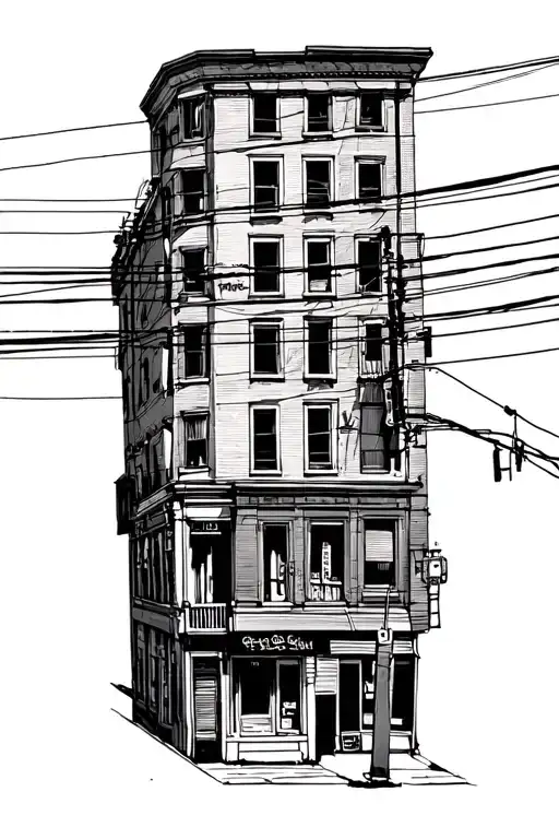 Street View With Electric Wires