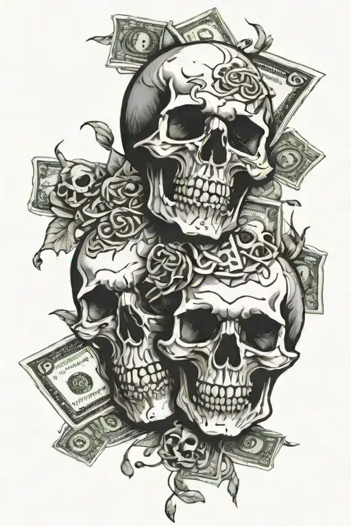 Skulls Surround With Money
