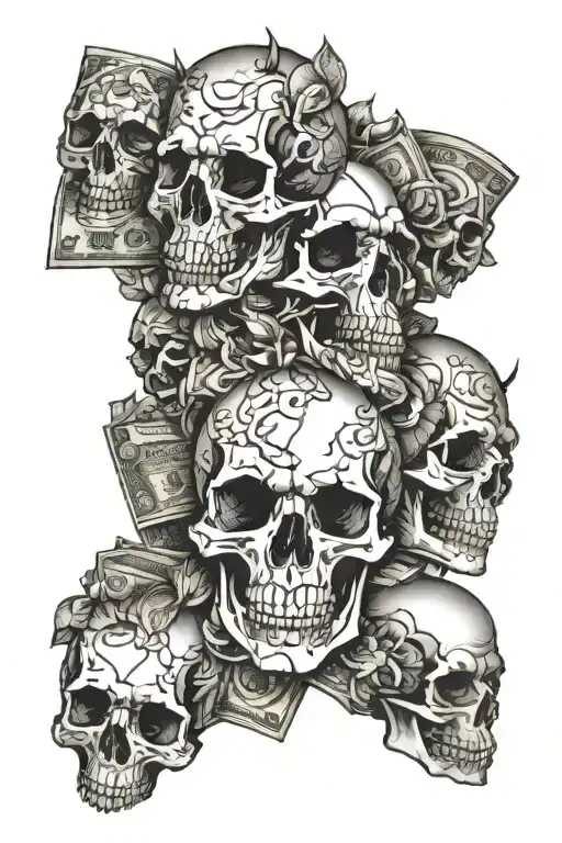 Skulls Surround With Money