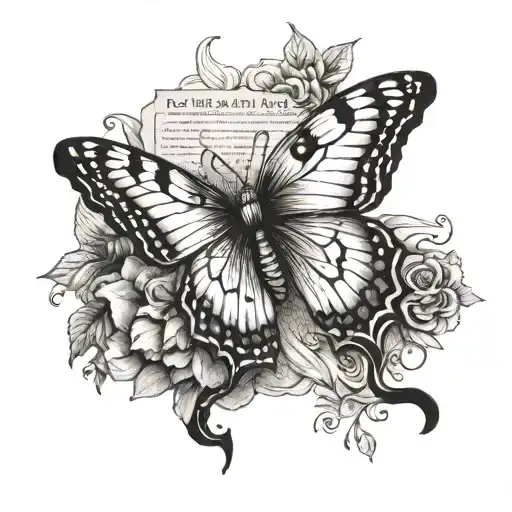 Echo Of A Butterfly Resting Peacfully With A Bible Verse Written As The Body