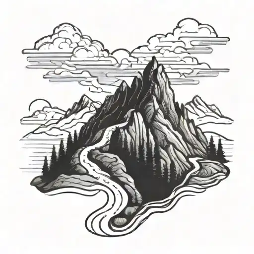 Mountain Landscape With A Winding Trail Leading To A Summit
