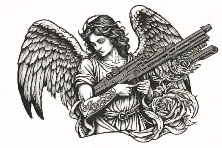Angel With Scale And Gun