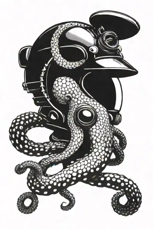 Octopus And Female Diver Helmet