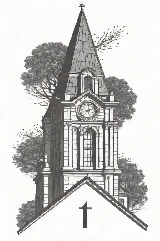 A Minimalist Design Of A Church Steeple With Roman Numerals Of Your Wedding Date Subtly Integrated