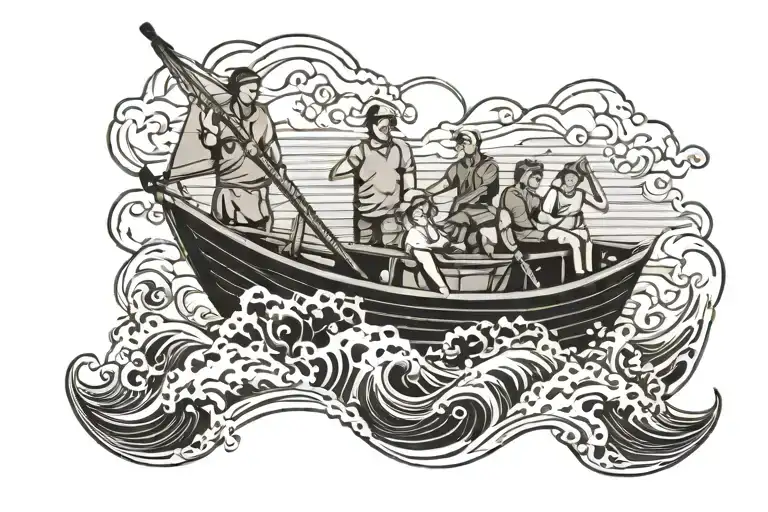 Family Of Three Sailing On A Boat And Waves Crashing In The Background