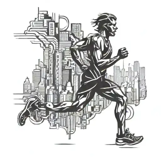 Chicago Marathon Runner's Silhouette