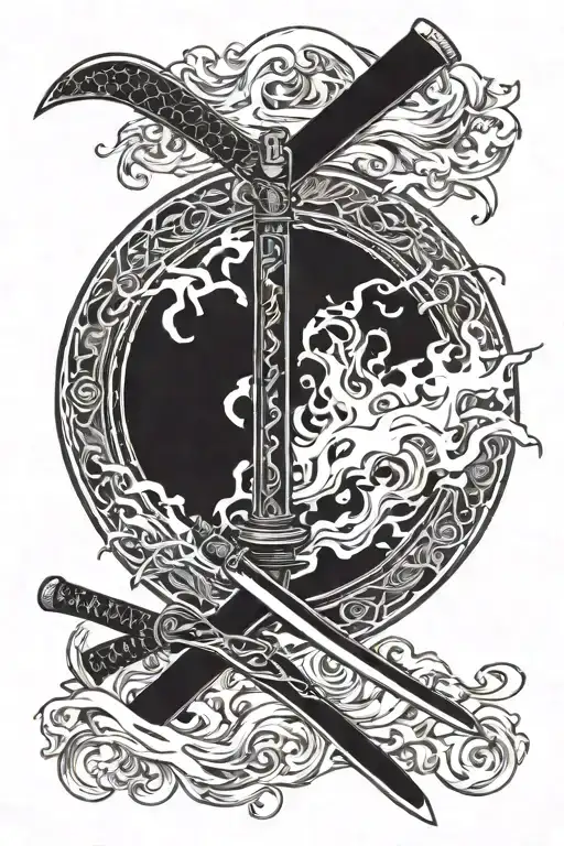 Katana Surrounded Flammes