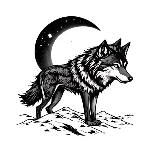 Wolf And Moon