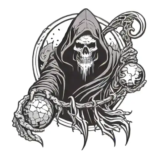Grim Reaper Holding Orb With 2 Hands