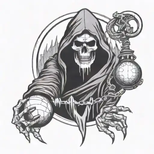 Grim Reaper Holding Orb With 2 Hands