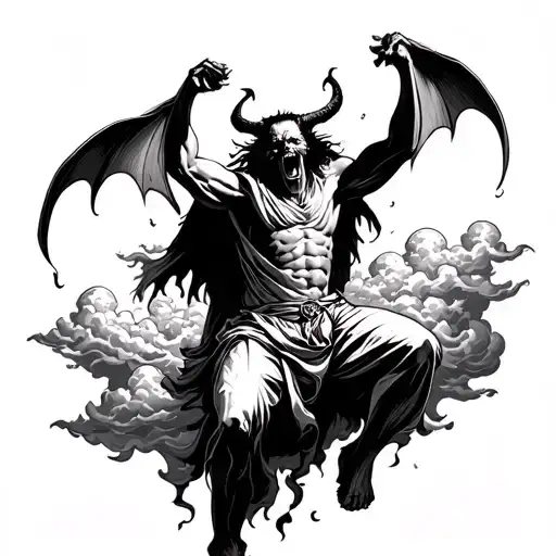 Satan Falling Out Of The Sky With Clouds