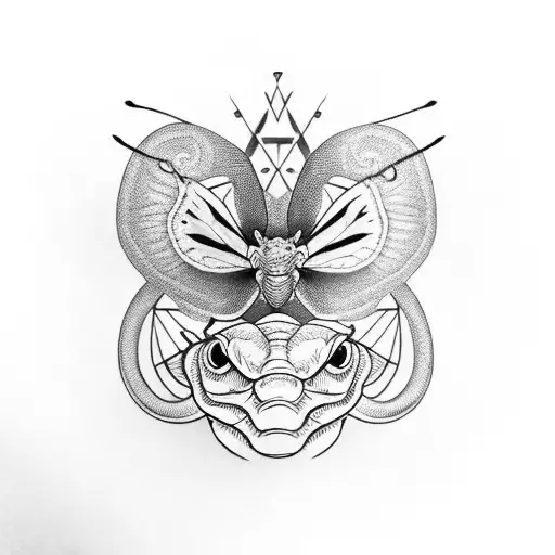 Bull Nose Snake Wrapped Around Blue Monache Butterflyx