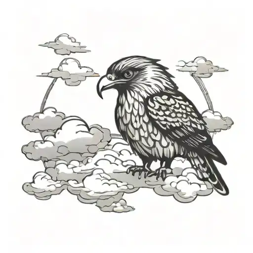Cloud Background With A Falcon In It