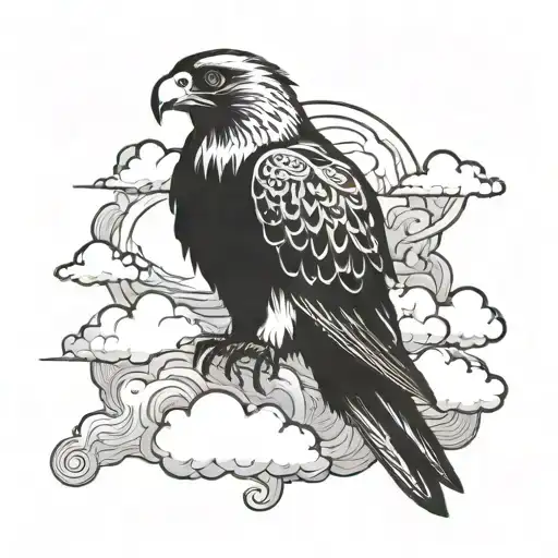 Cloud Background With A Falcon In It And Tke