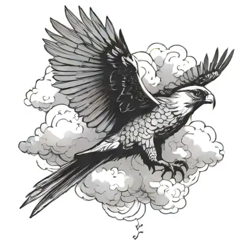 Cloud Background With A Falcon In It And Tke