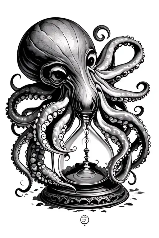 Octopus Entangled In An Hourglass