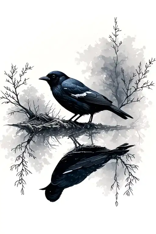 Two Blackbirds With Foggy Background