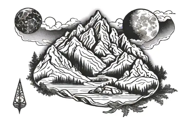 Colorado Mountain Scene With Moonbeam