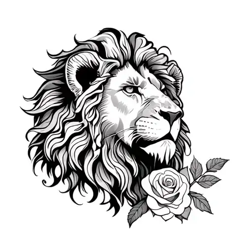 Lion And Roses