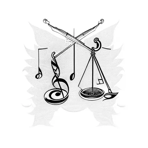 Scales Of Justice With Music Notes And The Initials B & L