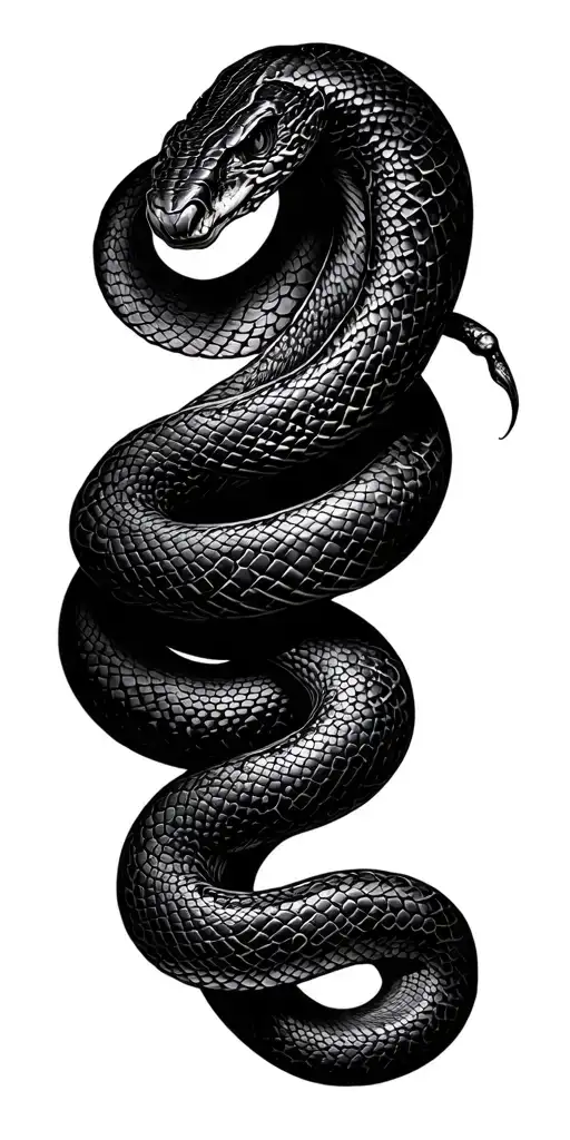 Elegant Black Snakes Coiled Snake Wrapped