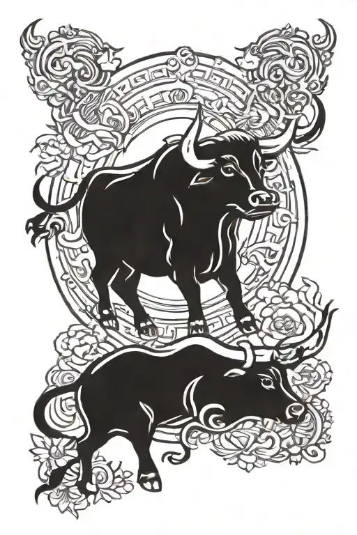 Bull With China Bowl Stuck On Horn
