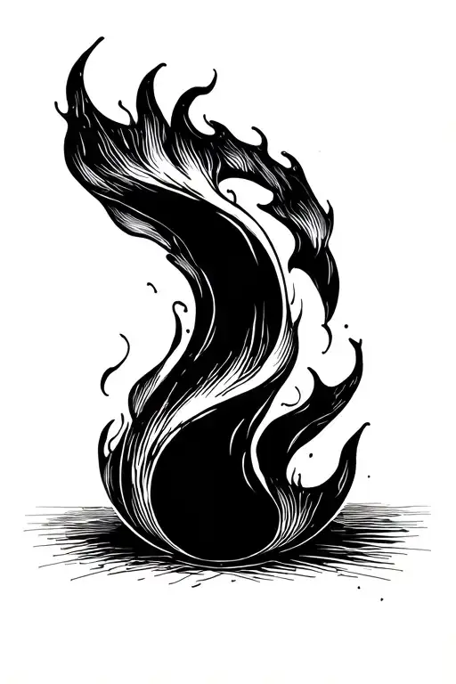 Minimalist Hatching With Filling In The Shape Of Flame Tongues
