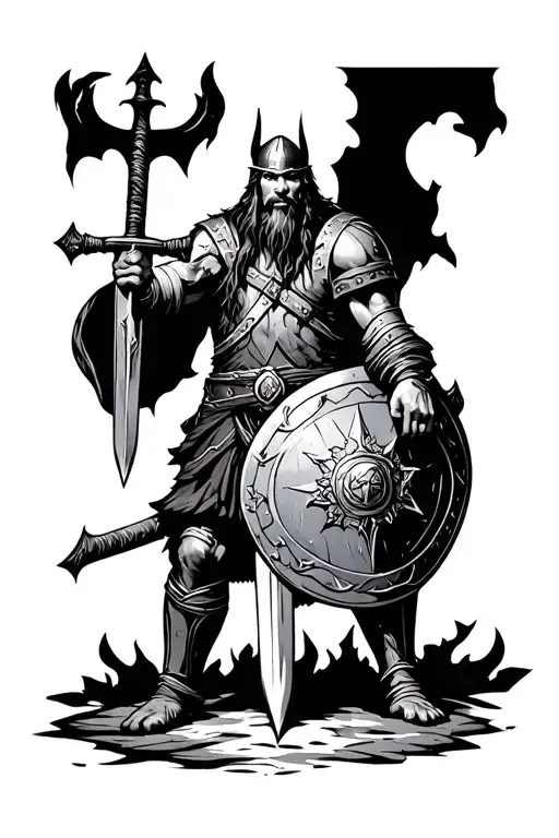 Viking With Sword And Shield