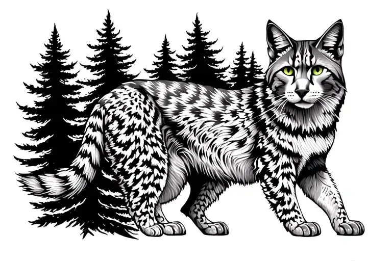 Lynx And Trees Growing