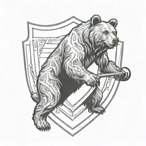 Bear On A Shield Engraved