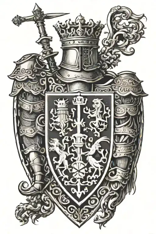 Knights In Armour With The Kimber Family Coat Of Arms Of England