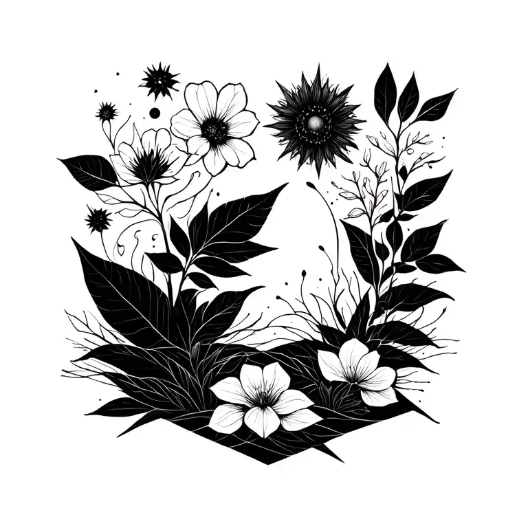 Nature Elements With Geometric Shapes