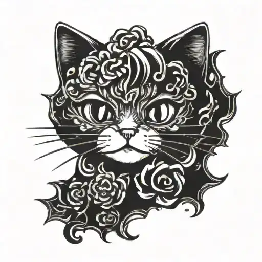 Cat Face Hello Kitty Tattoo Design