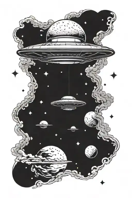 Ufo In The Sky With Universe