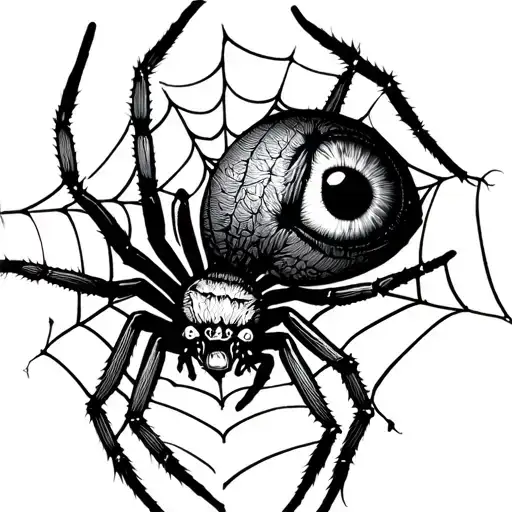 Spider On A Web With A Large Eye On Its Back