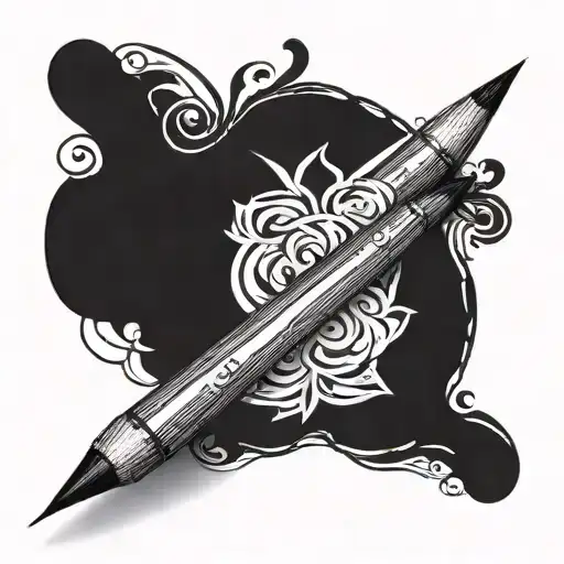 A Tattoo Design Combining A Pencil And A Paintbrush To Represent Your Passion For Drawing