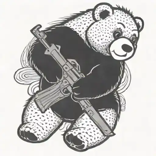 A Care Bear Holding A Ak 47 Rifle