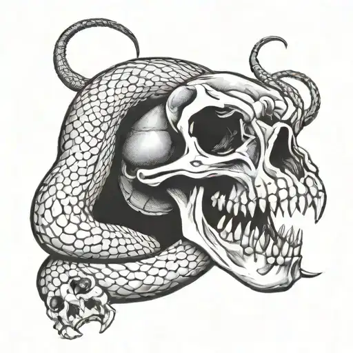 Snake Whit Dog's Skull