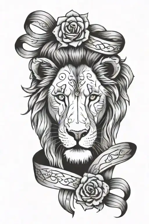 Lion Cancer Ribbon