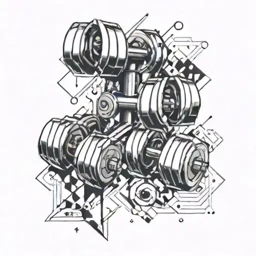 Abstract Geometric Design Incorporating Gym Dumbbells