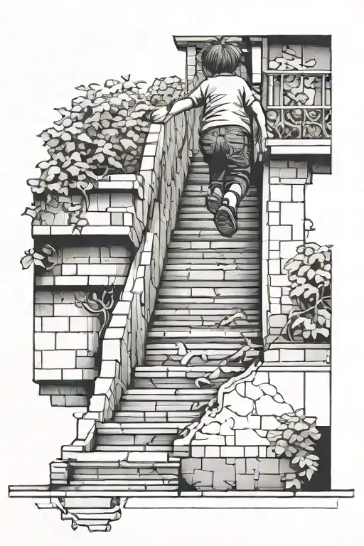 Kid Climbing Stairs