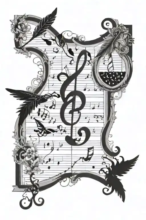 Feathers And Music Score Letter B And M Key Of Life