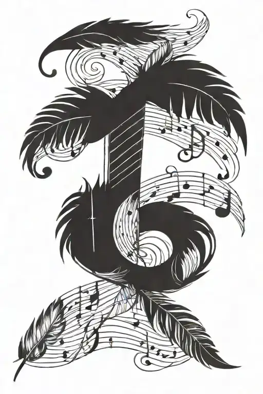 Feathers And Music Score With The Letter M