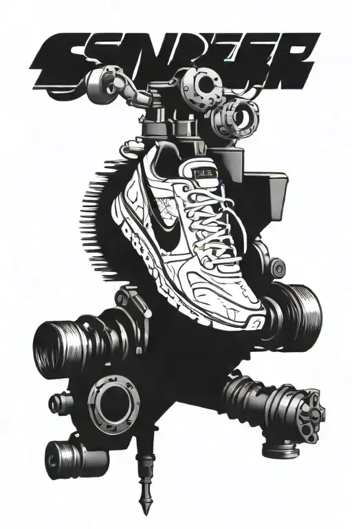 Incorporate A Sneaker Building Slogan Into A Dynamic Car Engine Design