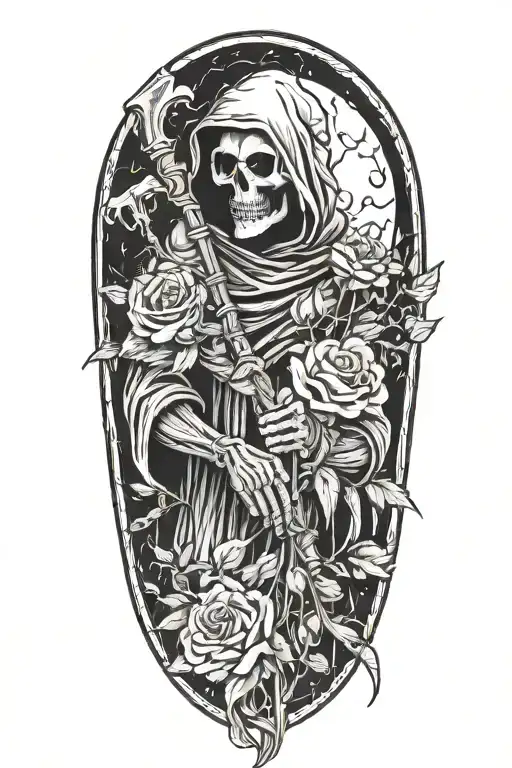 Grim Reaper Holding A Bouquet