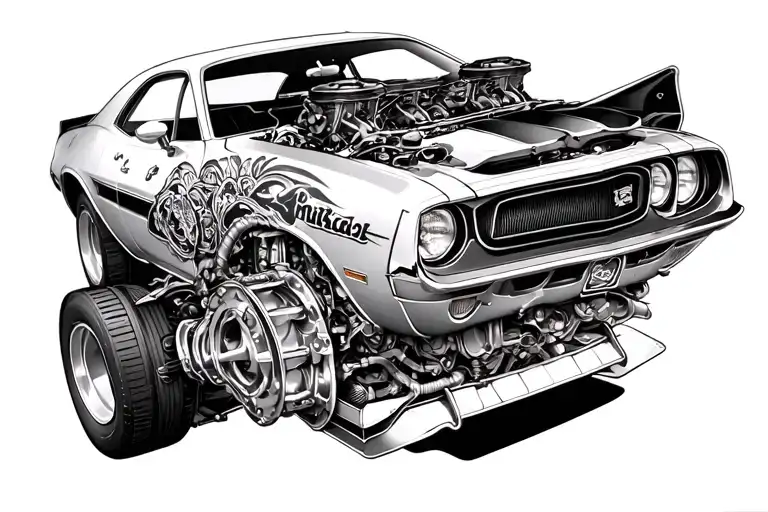 70S Challenger Muscle Car Engine