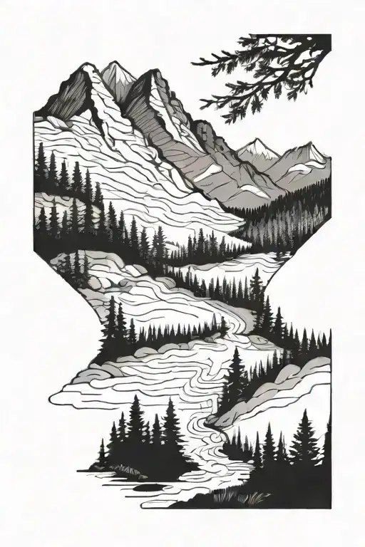 Forest Clearing With Mountains